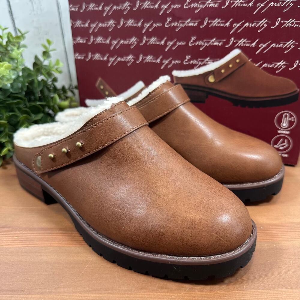 Kensie Women's Wrylie Tan Lined Clogs Size 6.5